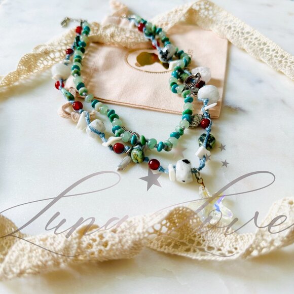 FREE PEOPLE x Ariana Ost Layered Necklace In Semi Precious Stone - EXCLUSIVE! - Picture 3 of 5